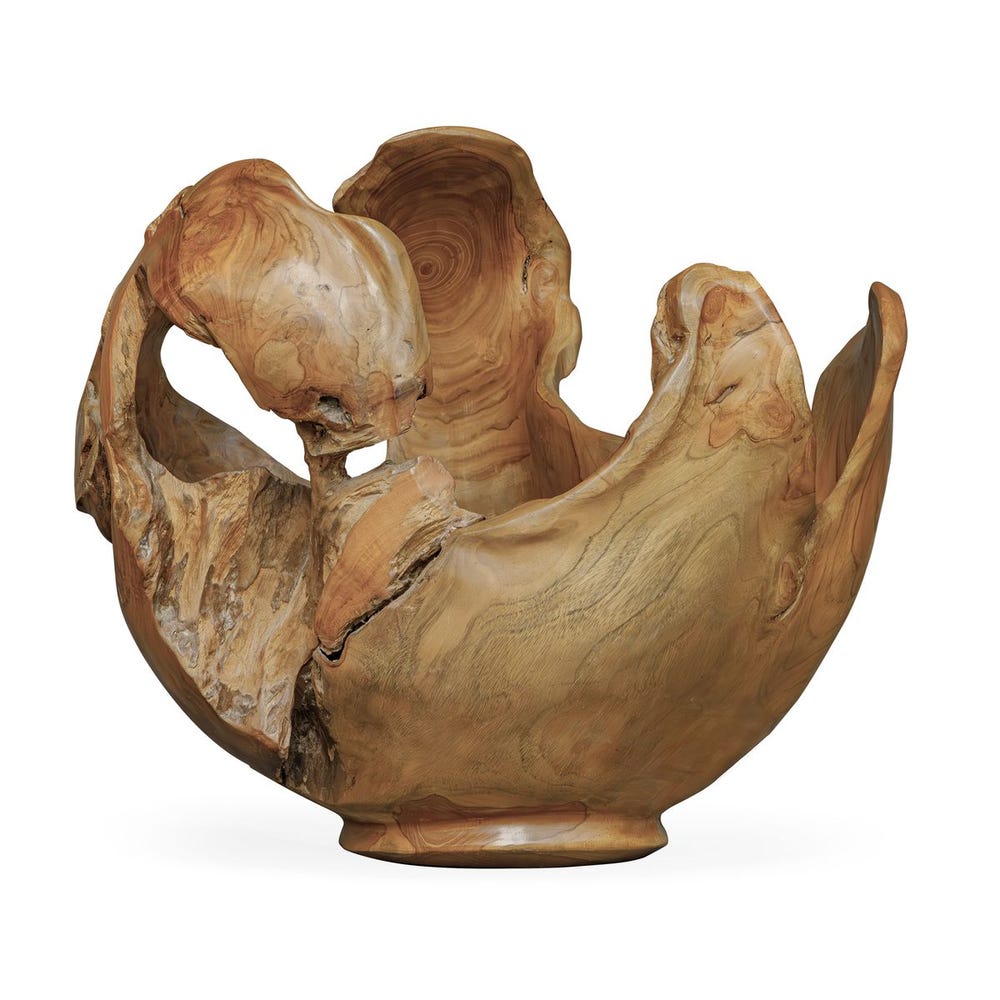 Teak Wood Sculptural Bowl