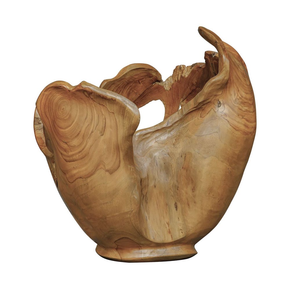 Teak Wood Sculptural Bowl