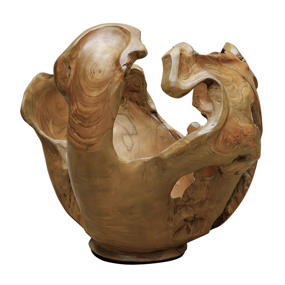Teak Wood Sculptural Bowl