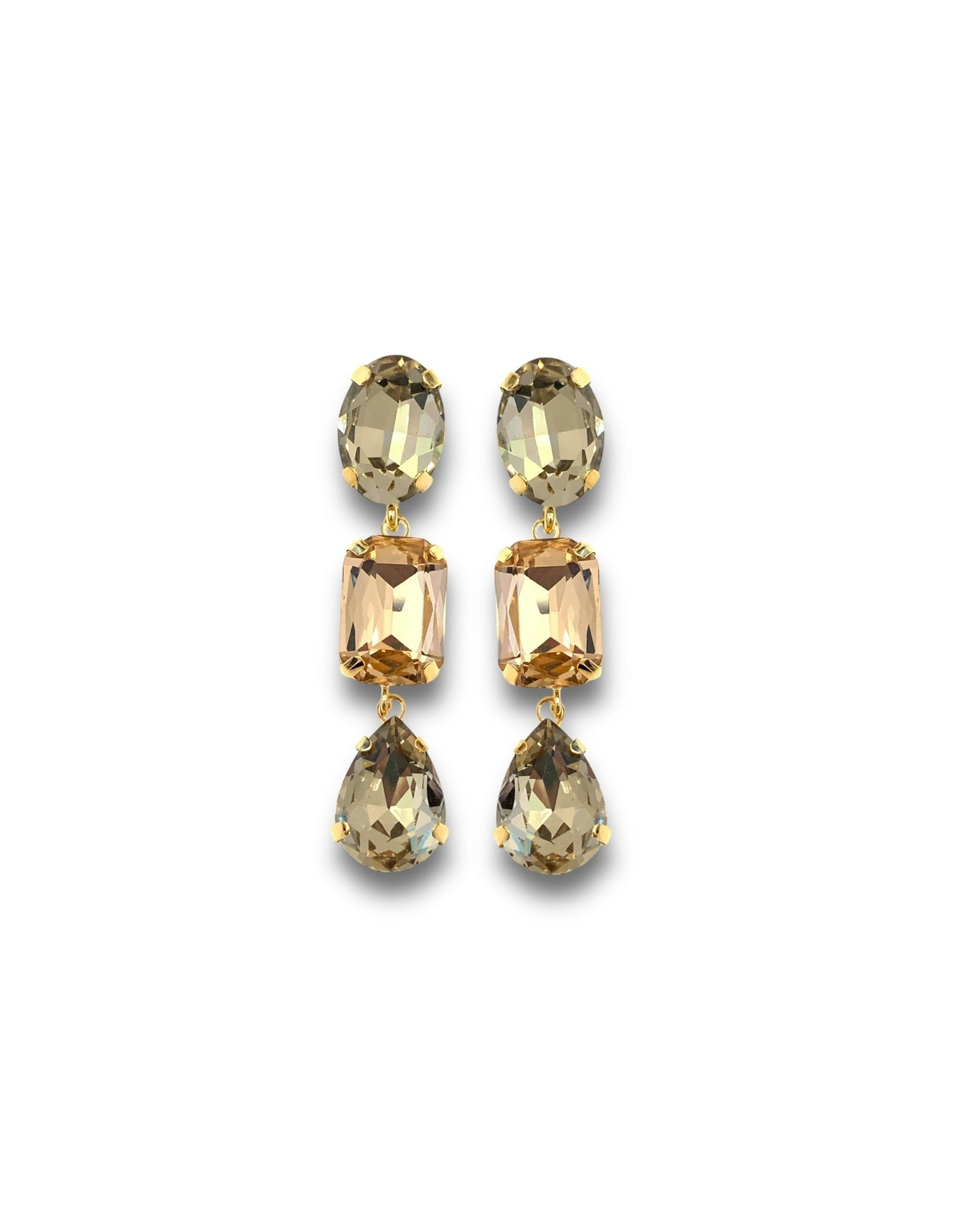Black Diamond & Peach Aria Drop Earrings