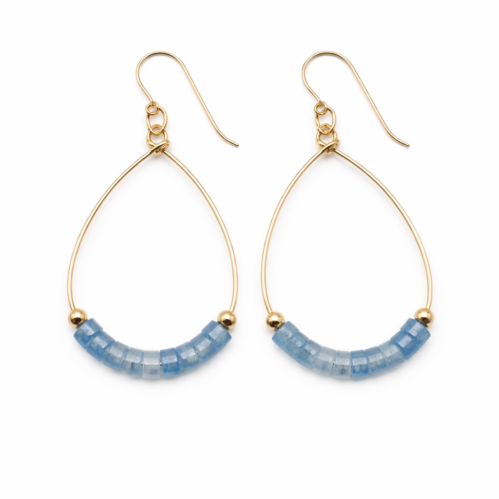 Aquamarine Aster Heishi Earrings