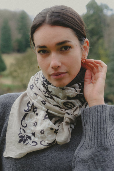Taupe Cotton Bandana Scarf