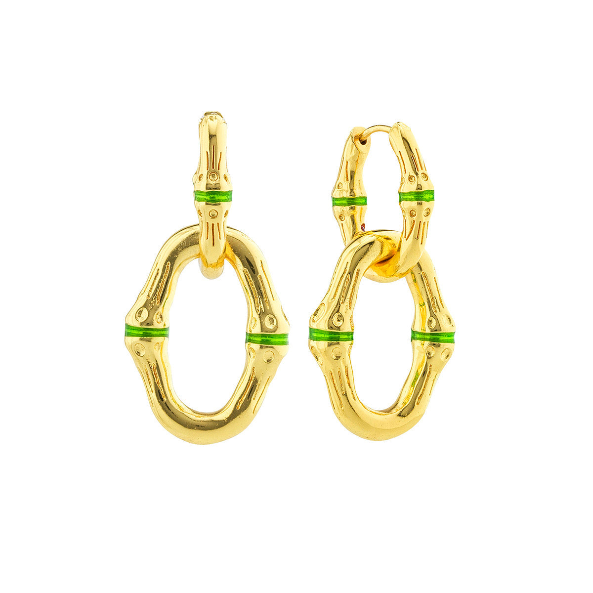 Green & Gold Bangkok Bamboo Earrings