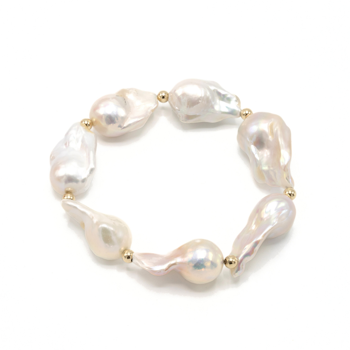 Big Baroque Pearl & GF Beaded Bracelet