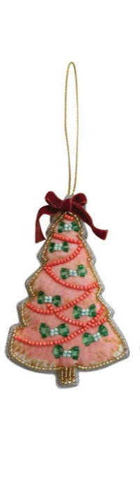 Peach with Red Bow Christmas Tree Ornament