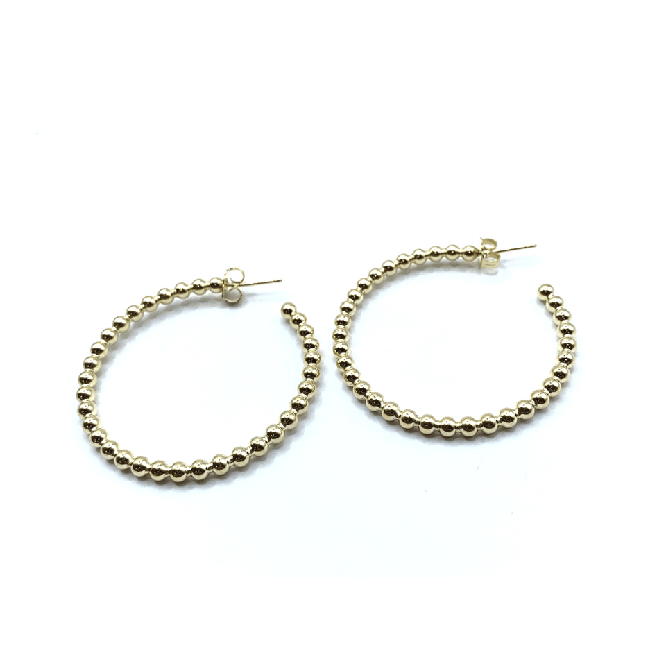 Gold Beaded Hoops 34mm