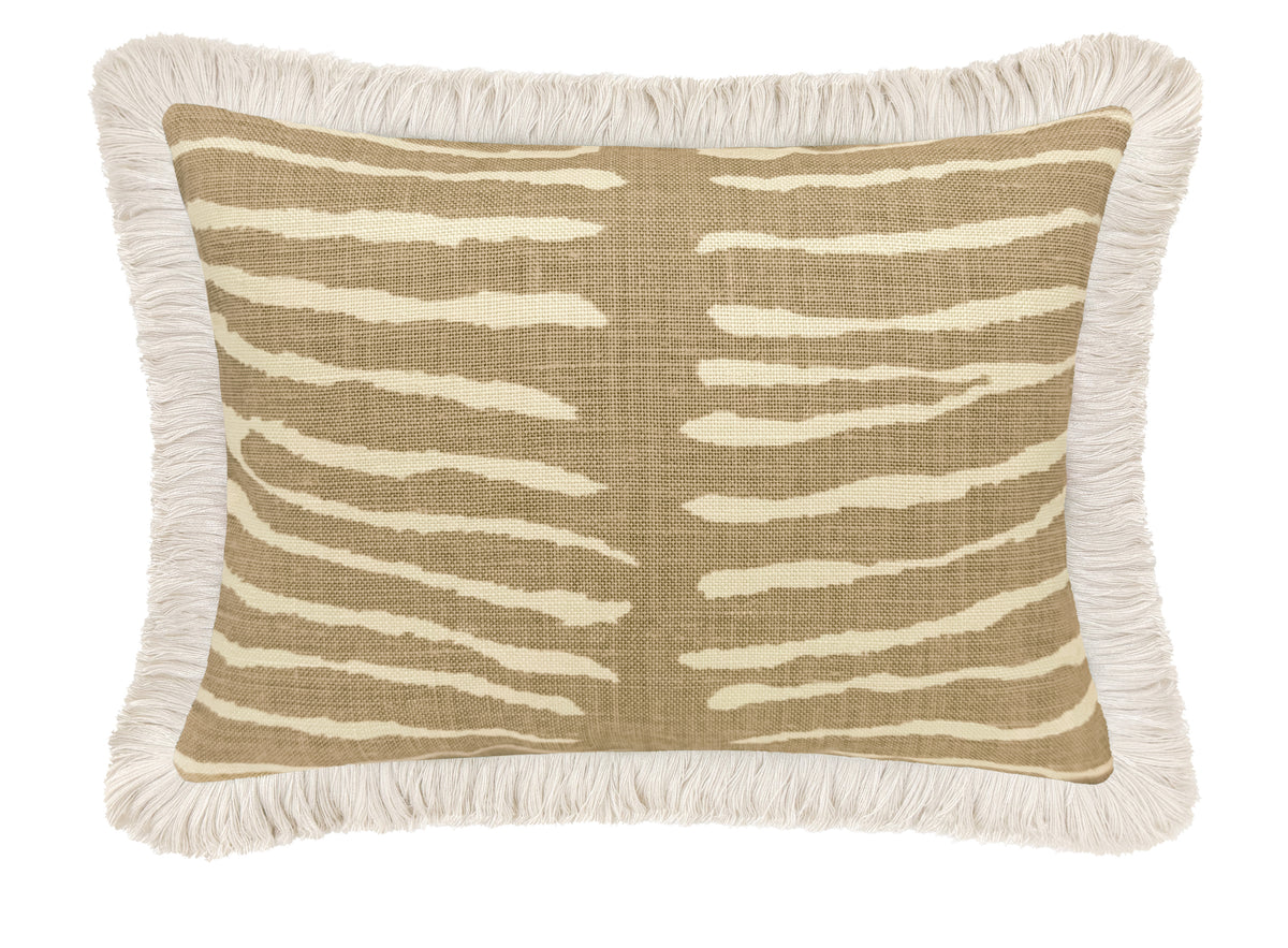 Beige Mini Le Zebre Fringe Pillow