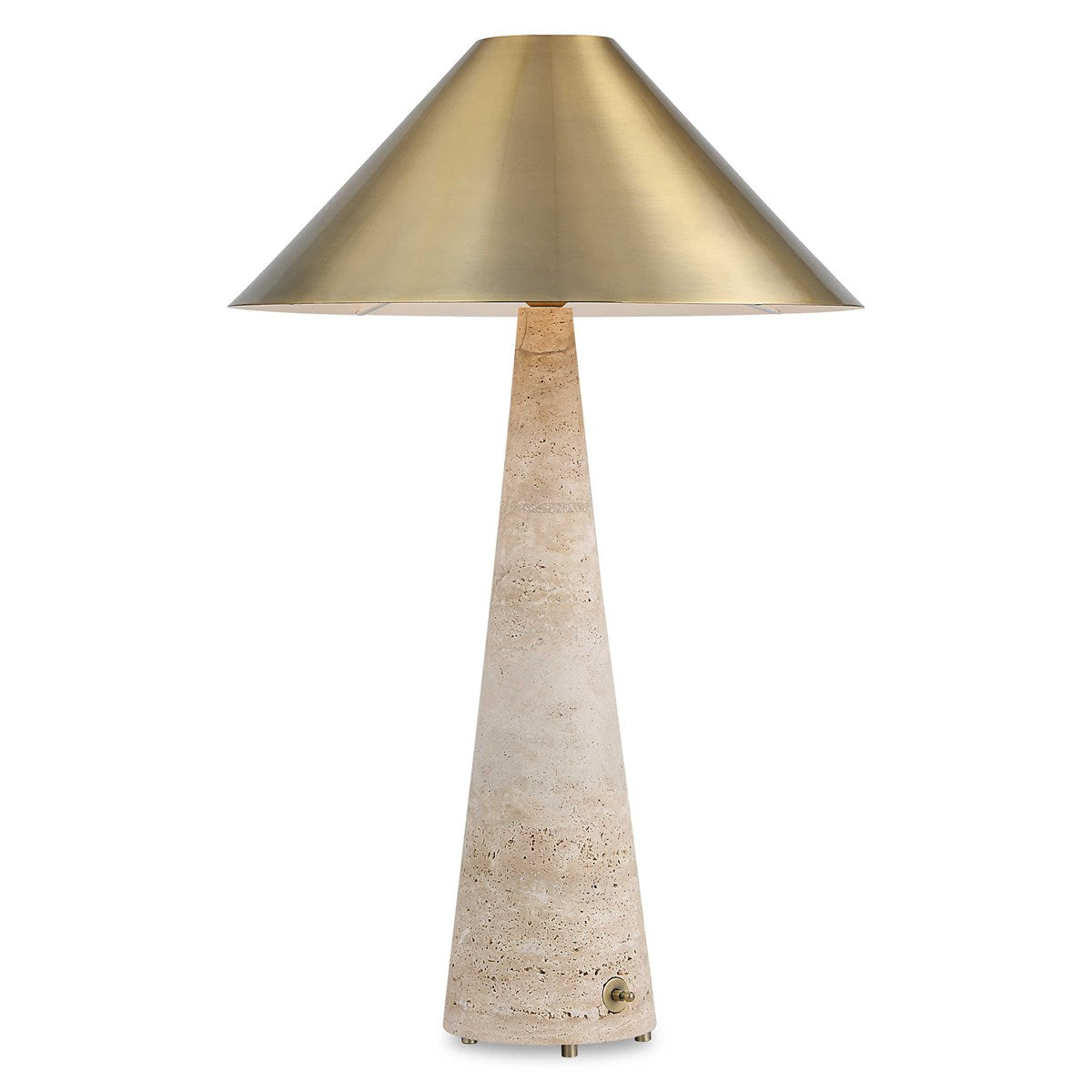 Tapered Beige Travertine Lamp