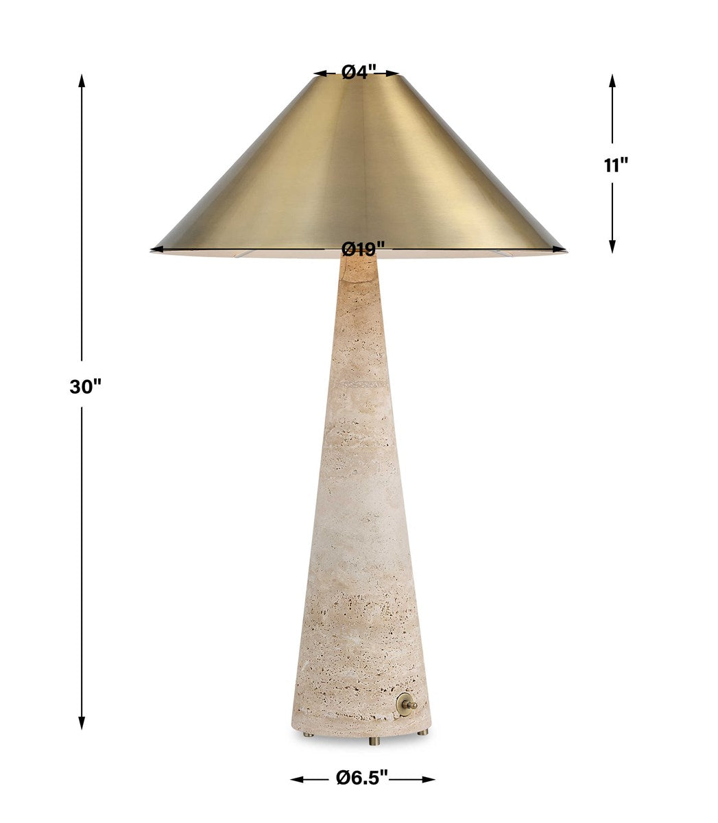 Tapered Beige Travertine Lamp