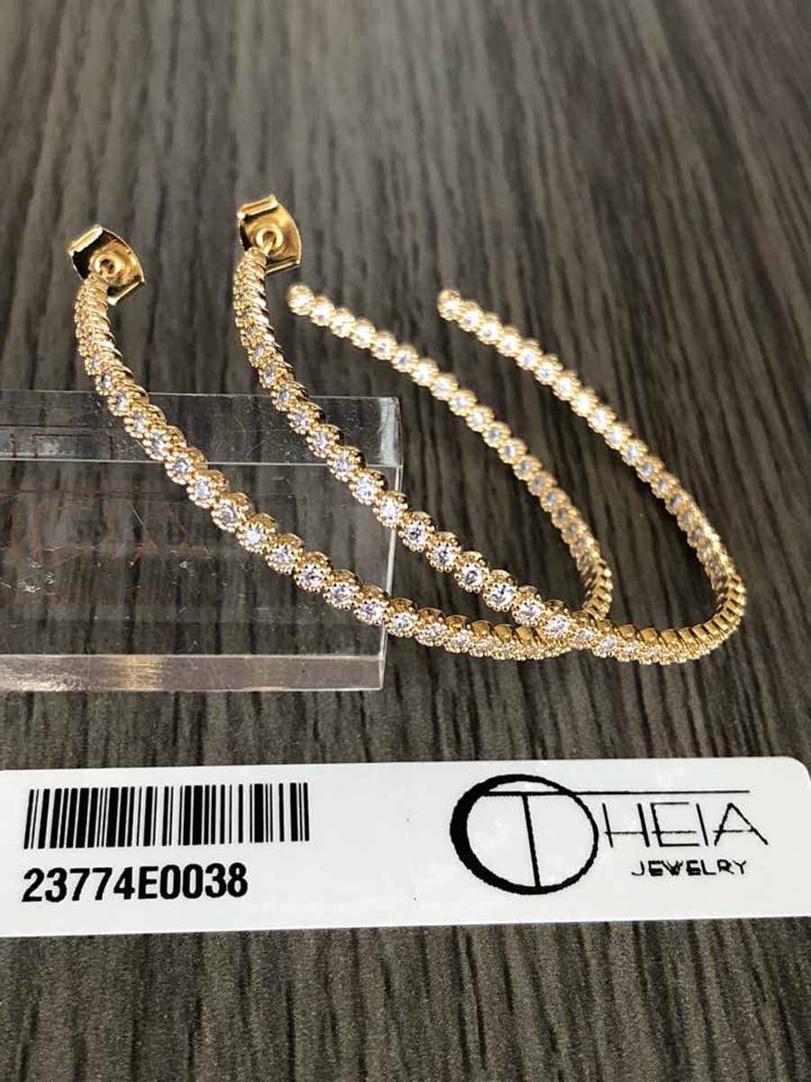 Gold Bezel-Set Large Hoop Earrings