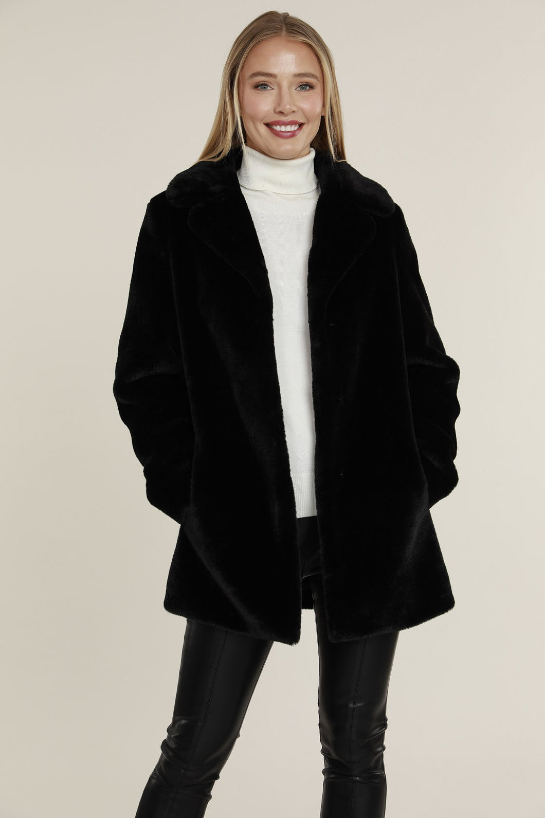 Black Faux Fur Long Coat
