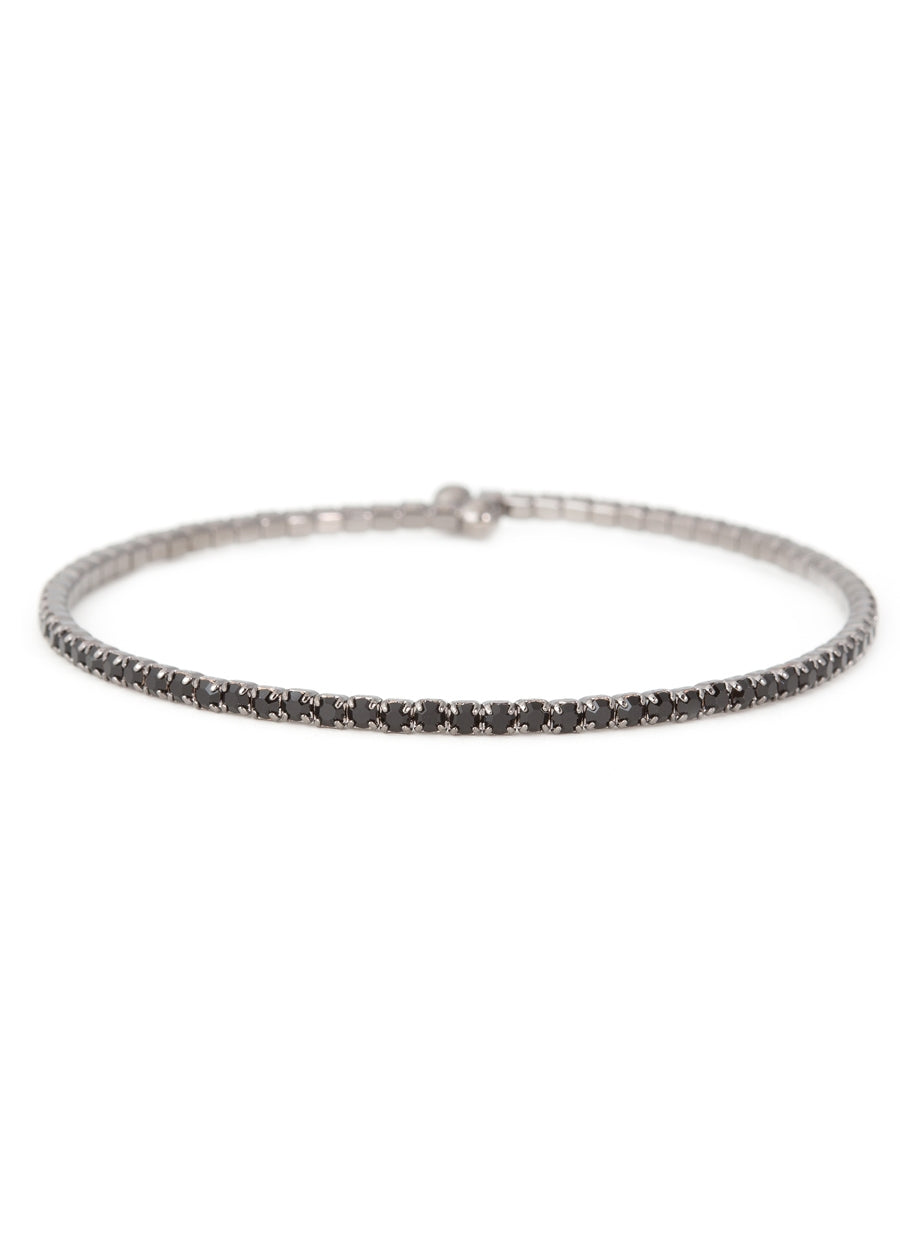 Black Gunmetal Clear CZ Bangle