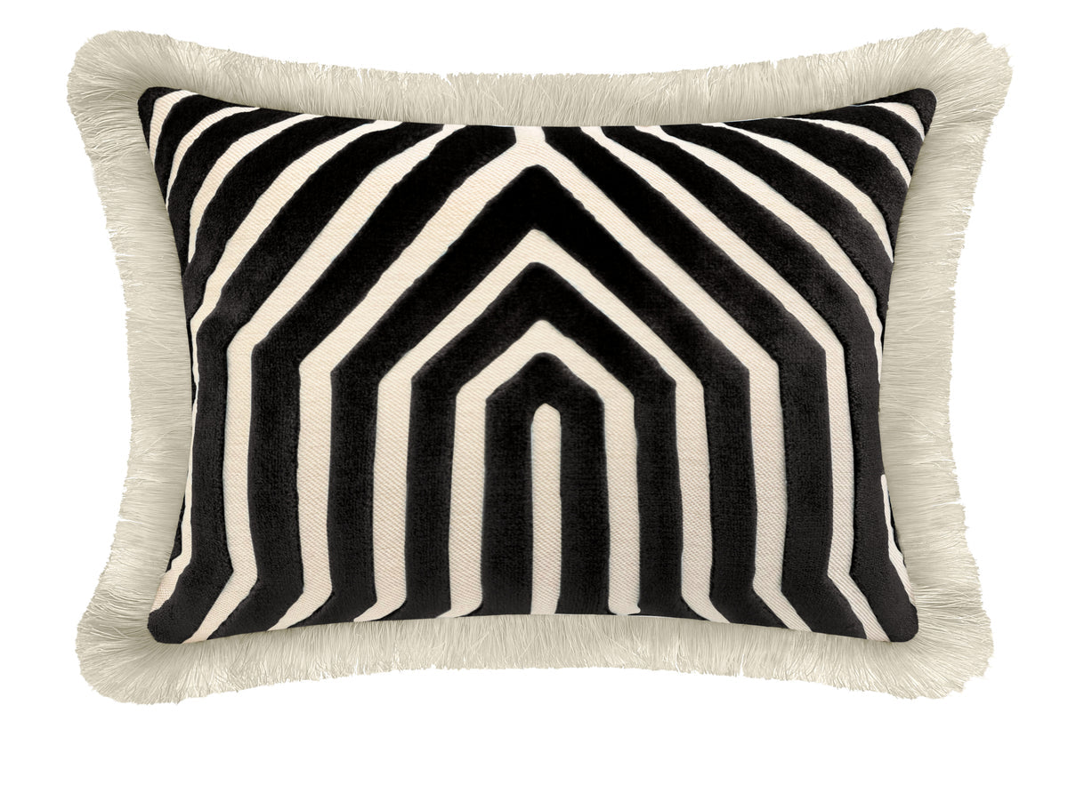 Noir & Fringe Mini Vanderbilt Pillow