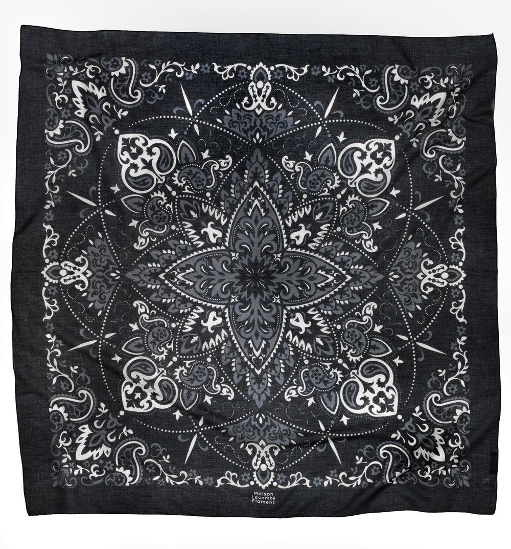 Black Cotton Bandana Scarf