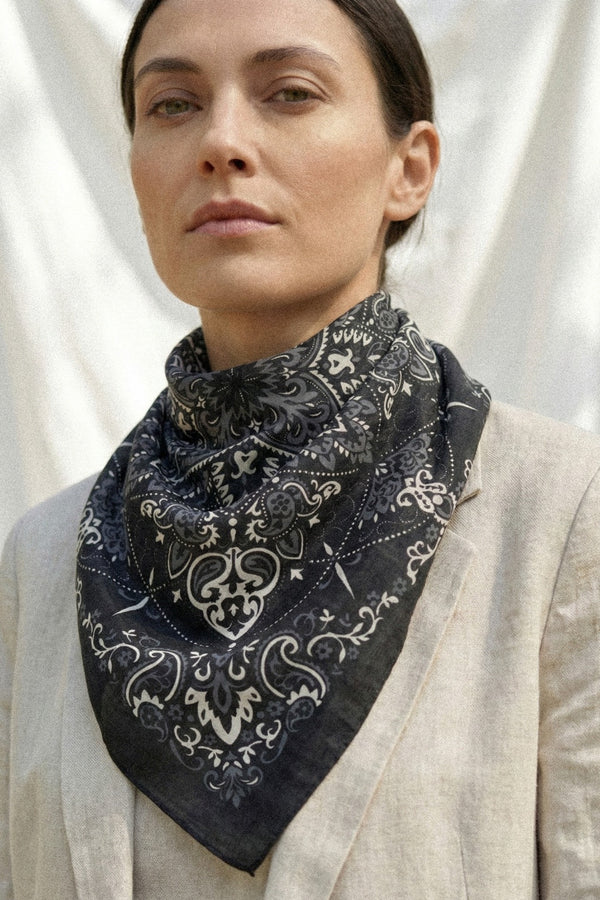 Black Cotton Bandana Scarf