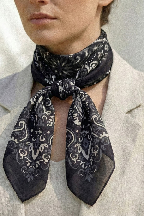 Black Cotton Bandana Scarf