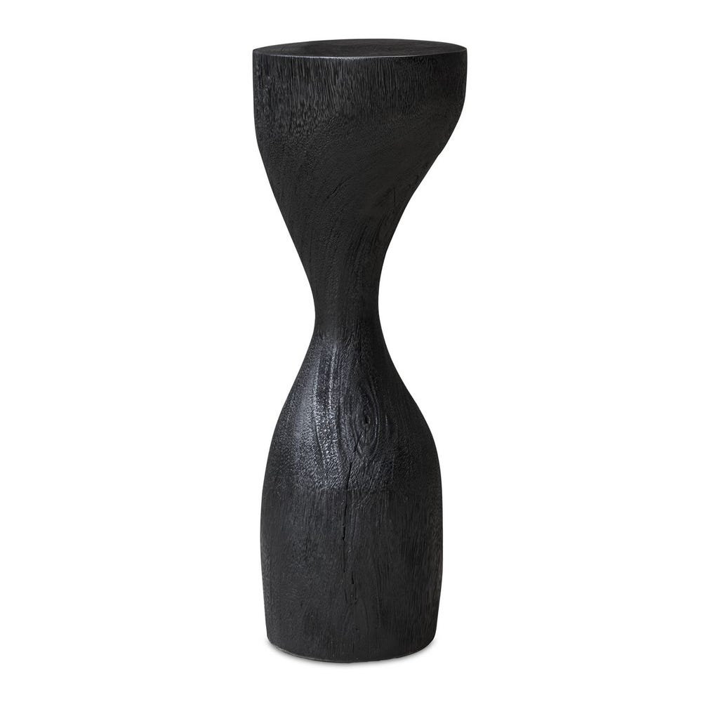 Black Teakwood Hourglass Drink Table