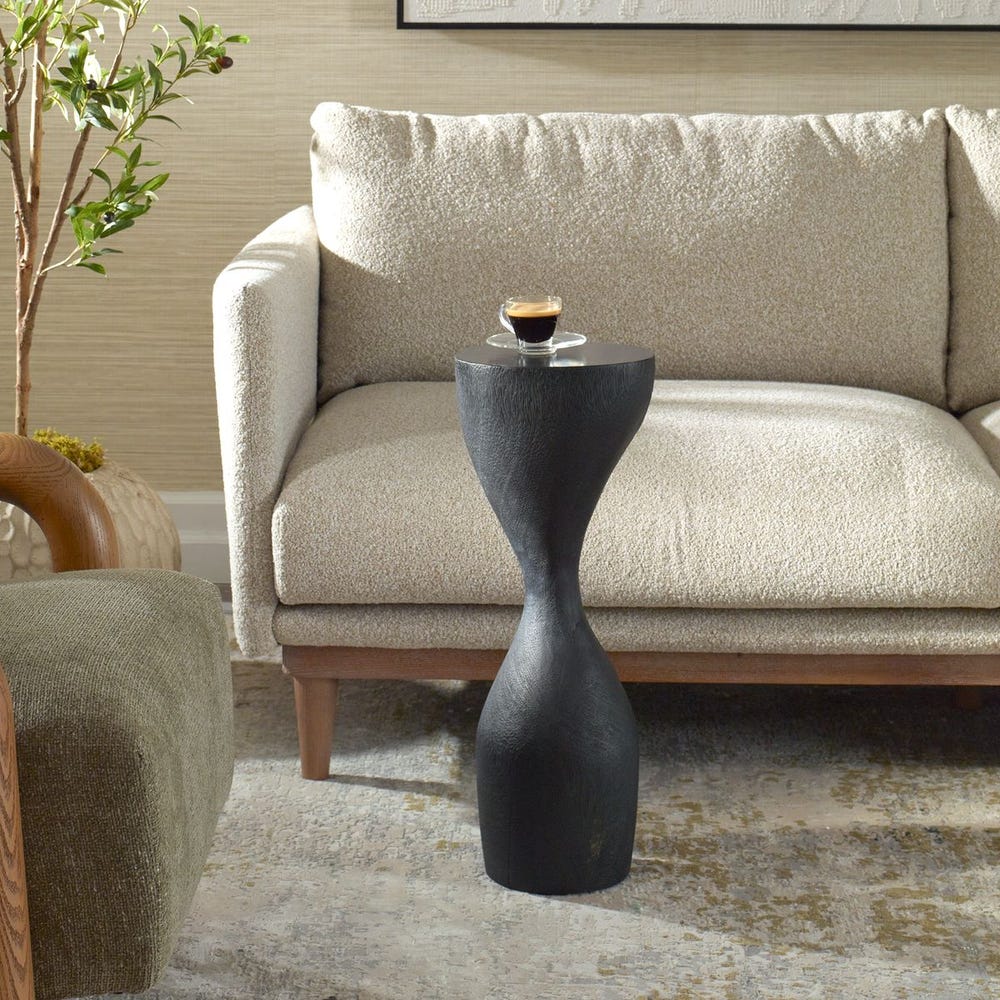 Black Teakwood Hourglass Drink Table