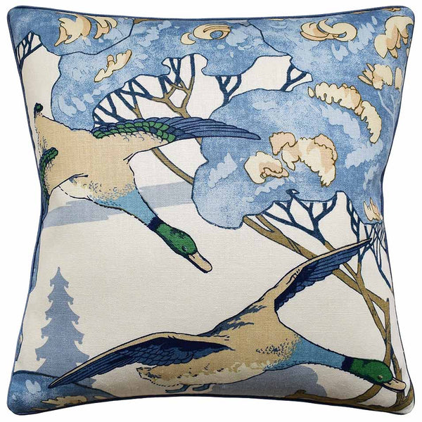 Blue Flying Ducks Pillow