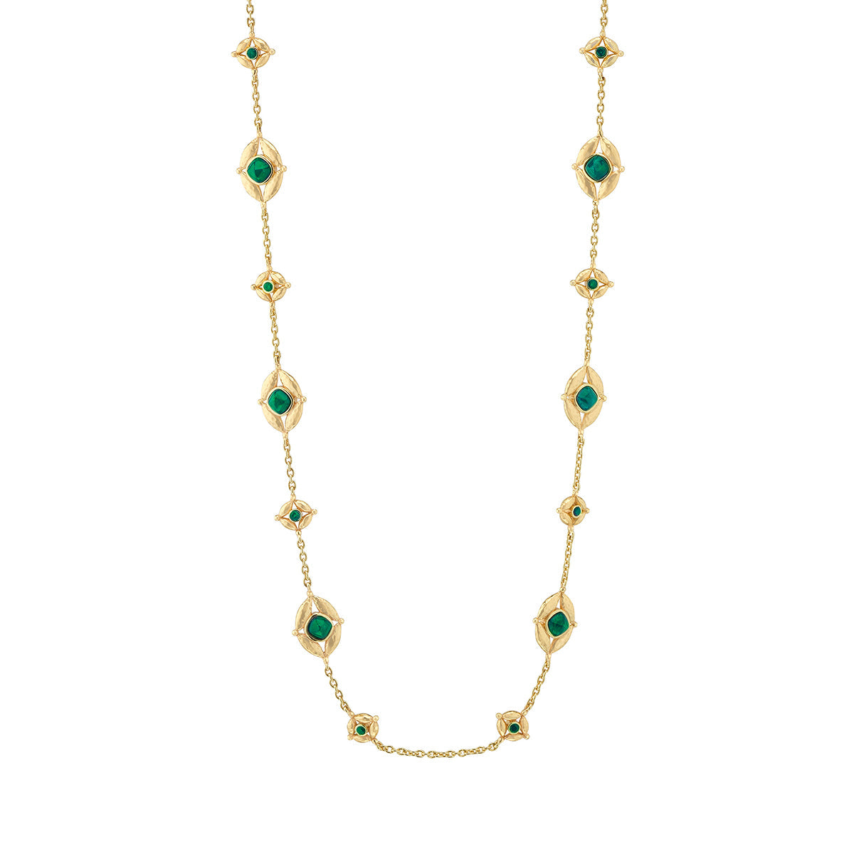 32" Blue Labradorite & Green Onyx Necklace