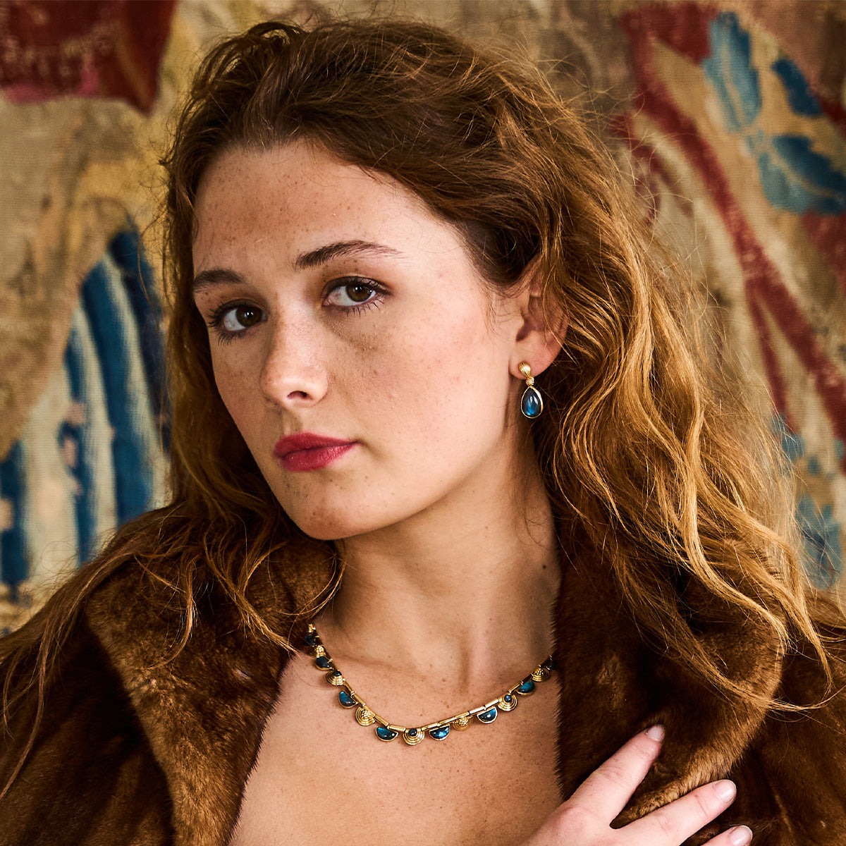 Blue Labradorite Post Earrings