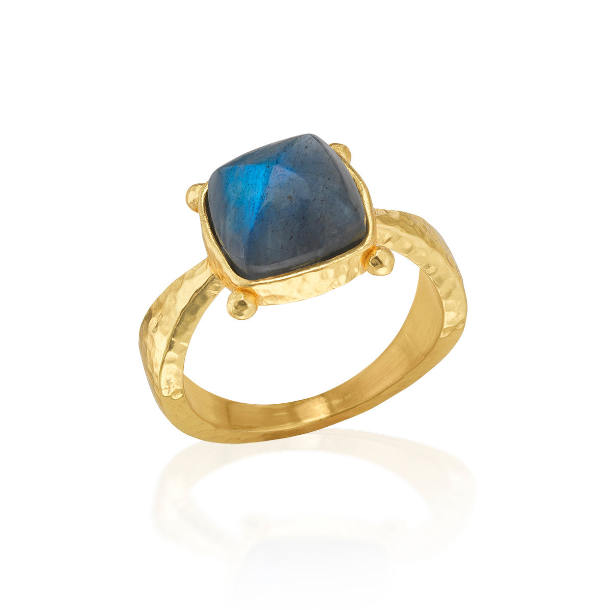 Size 8 Blue Labradorite & Gold Ring