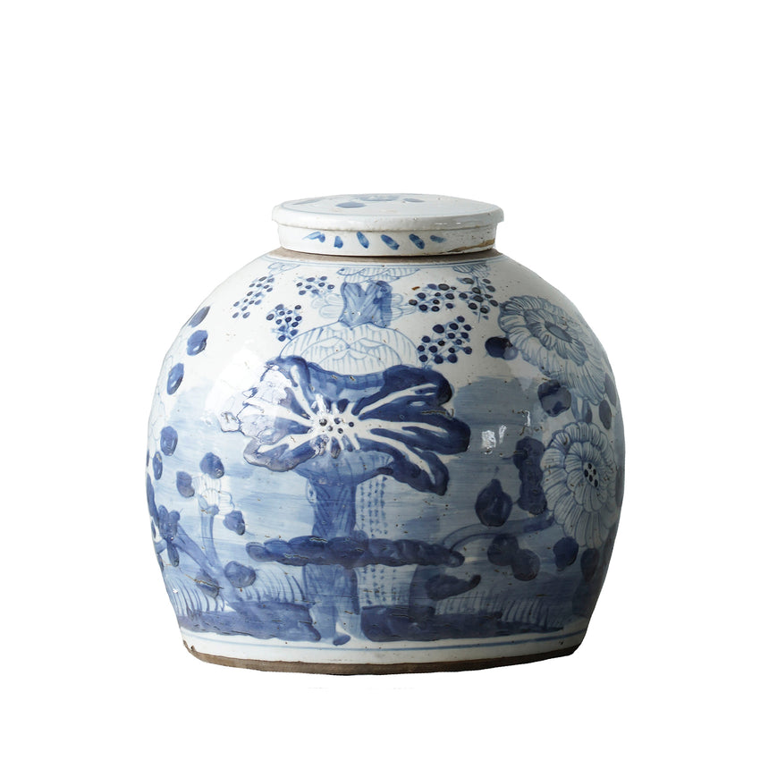 Blue Lotus Flower Jar