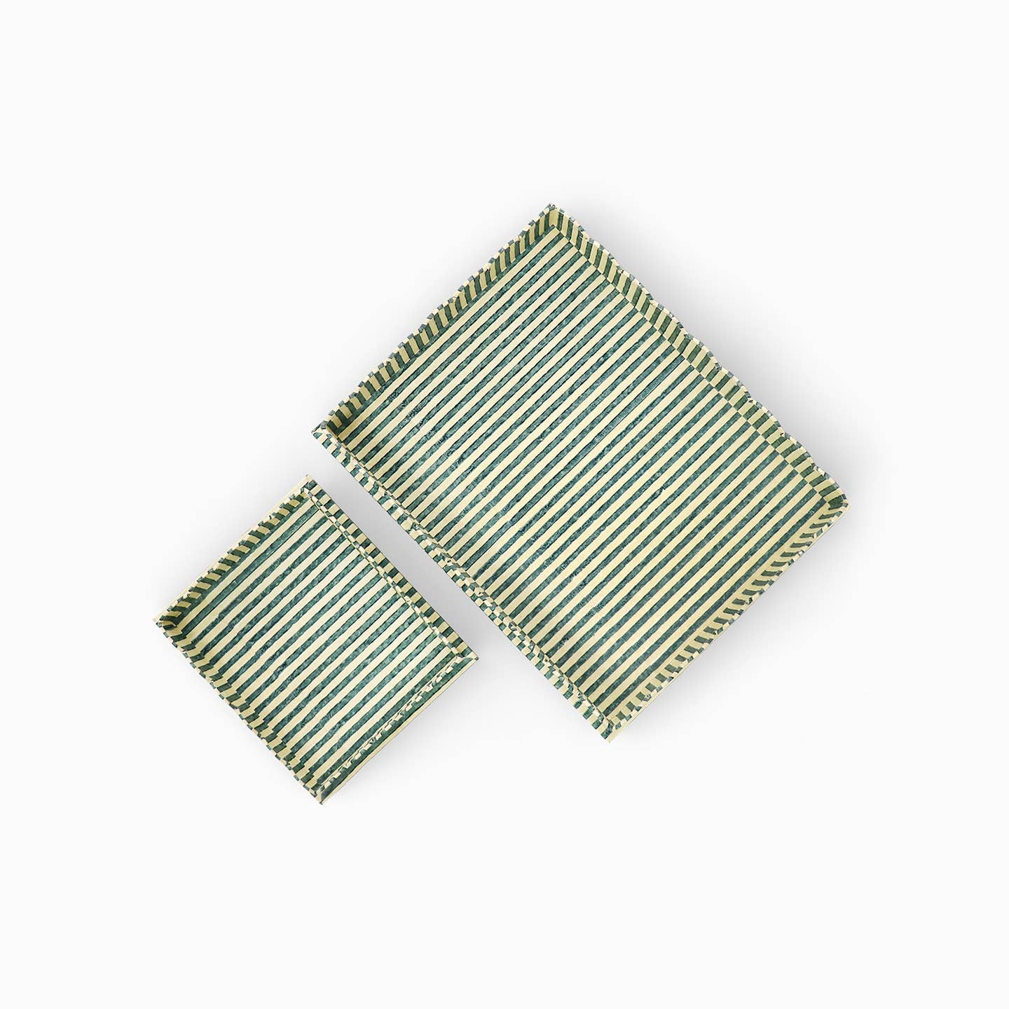 Blue Striped Rectangular Tray Set