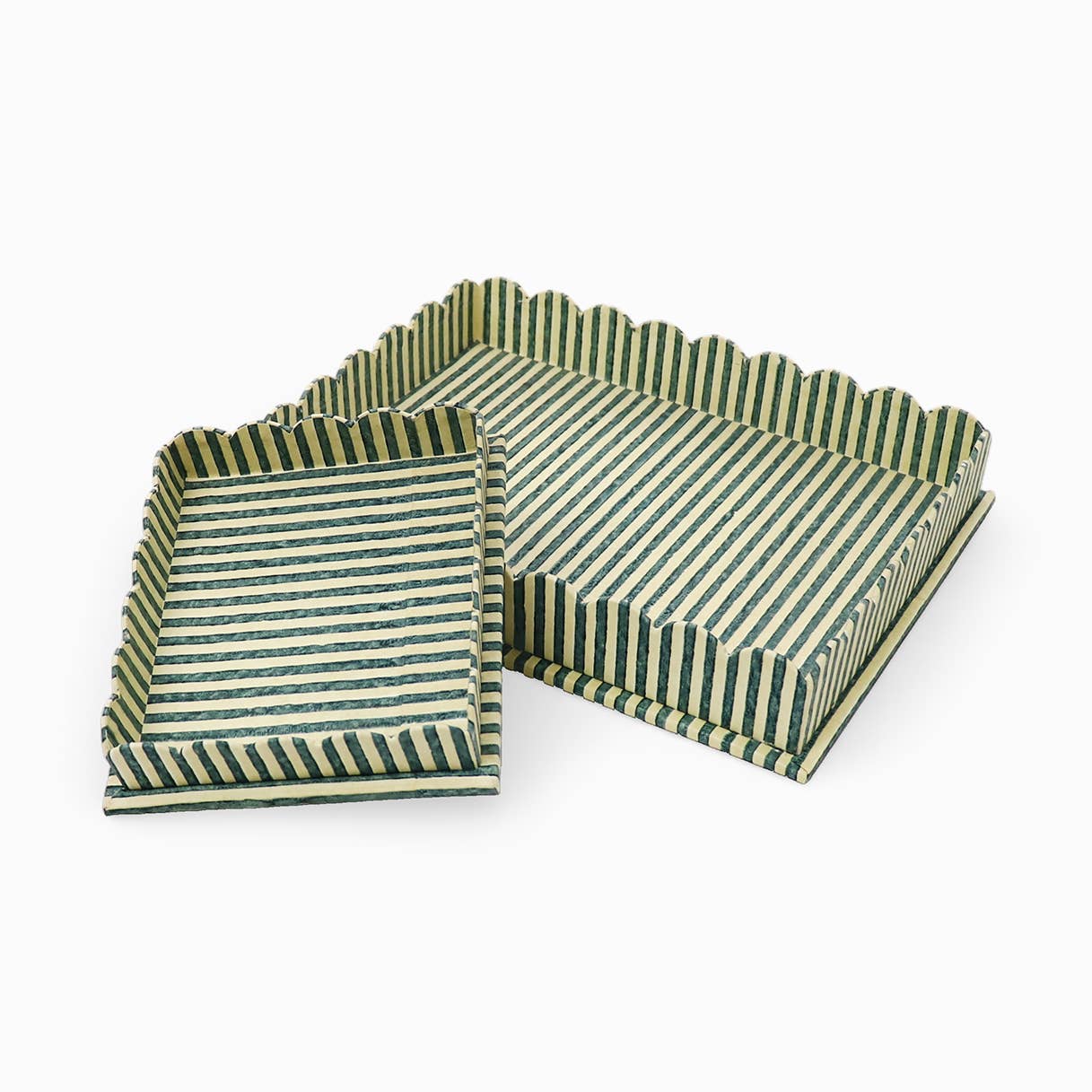 Blue Striped Rectangular Tray Set