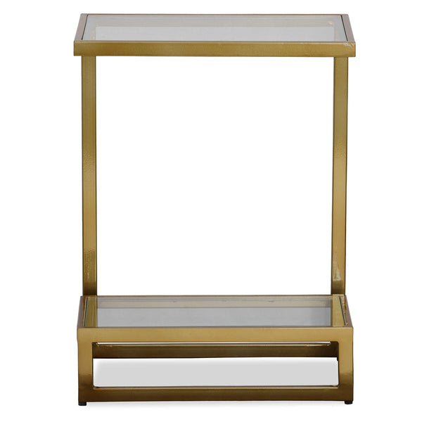 Brass Floating Glass Accent Table