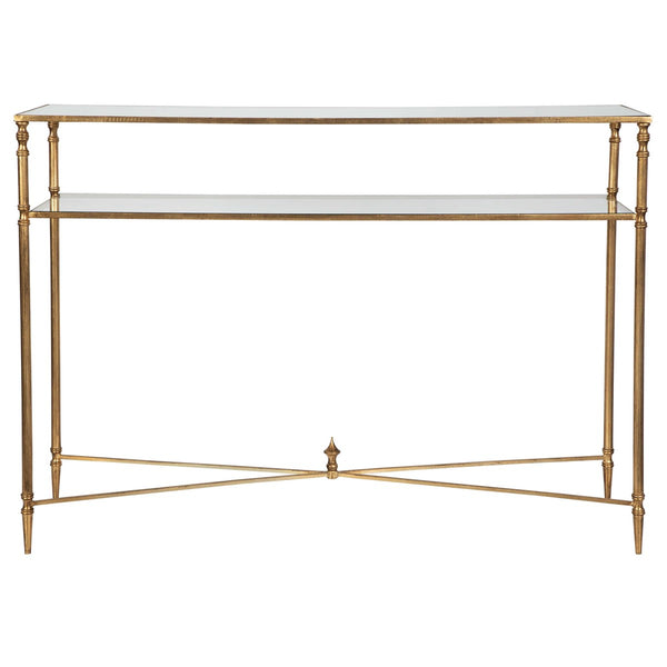 Brass & Glass Shelved Console Table