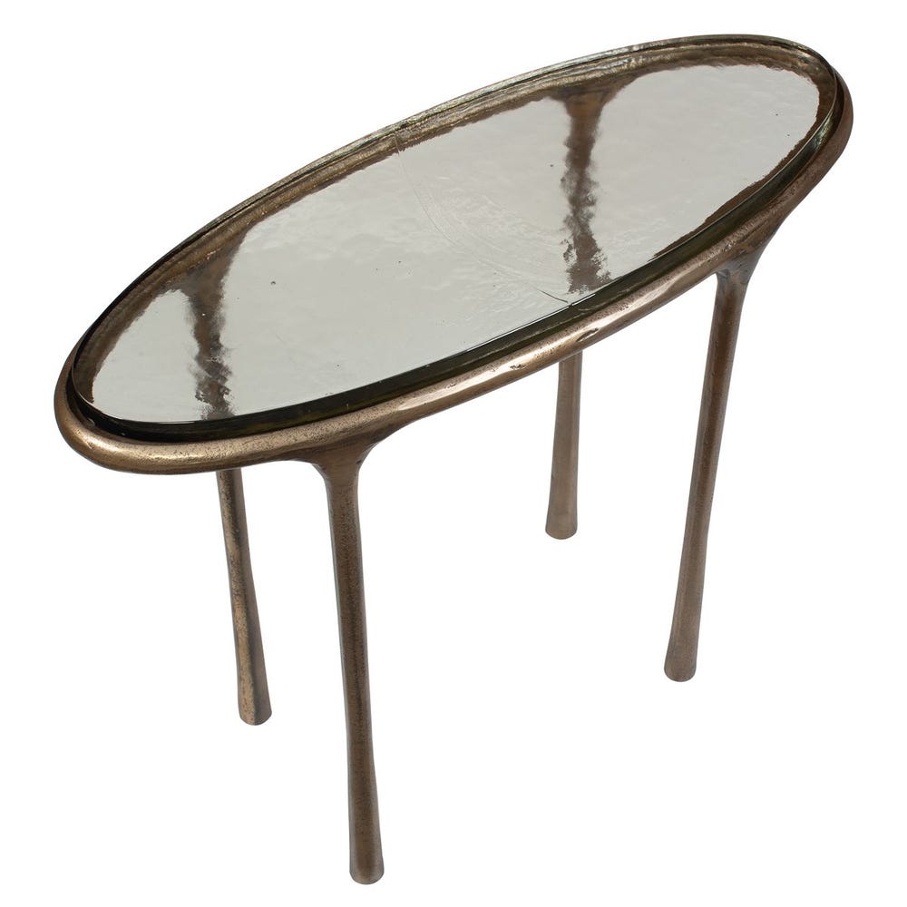 Brass & Glass Oval Accent Table