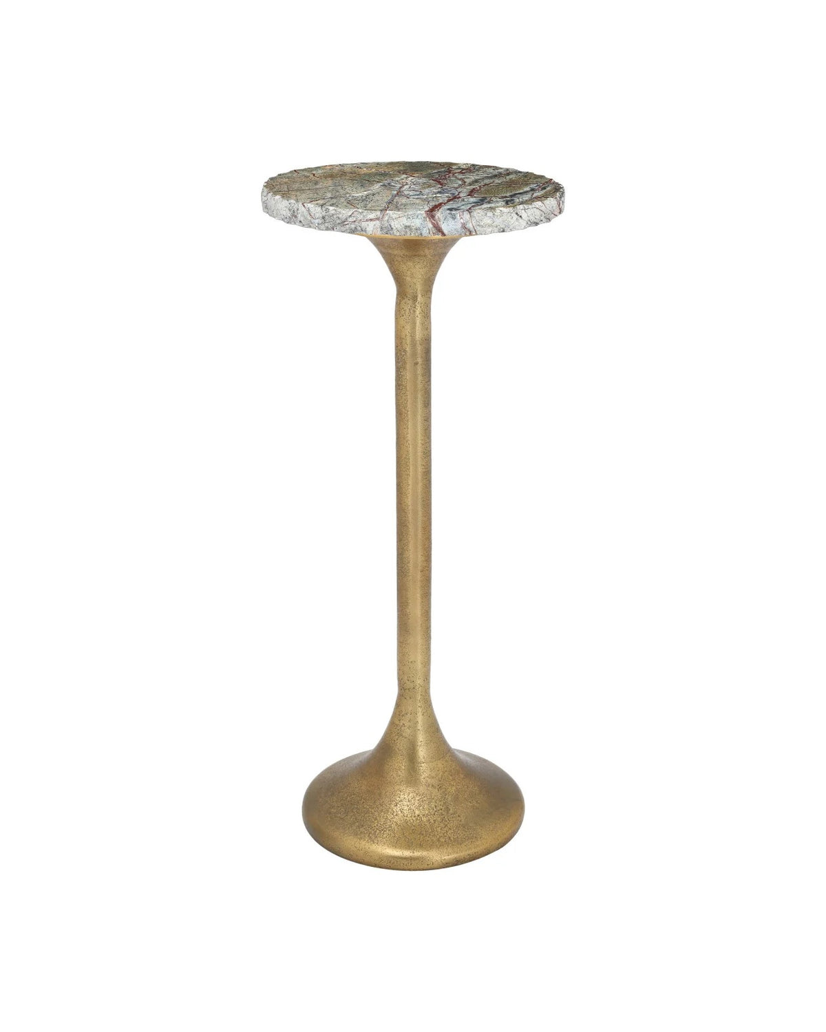 Brass & Green Forest Marble Drinks Table