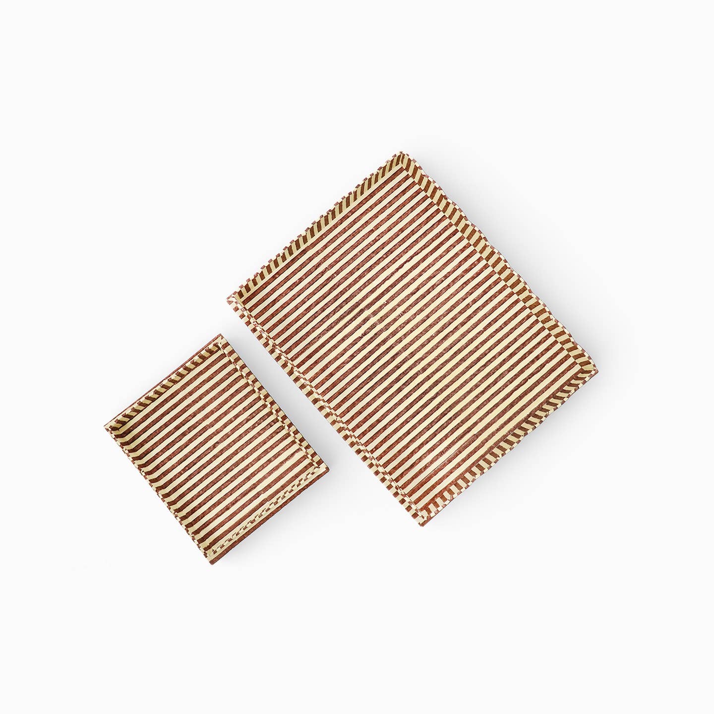Brown Striped Rectangular Tray Set