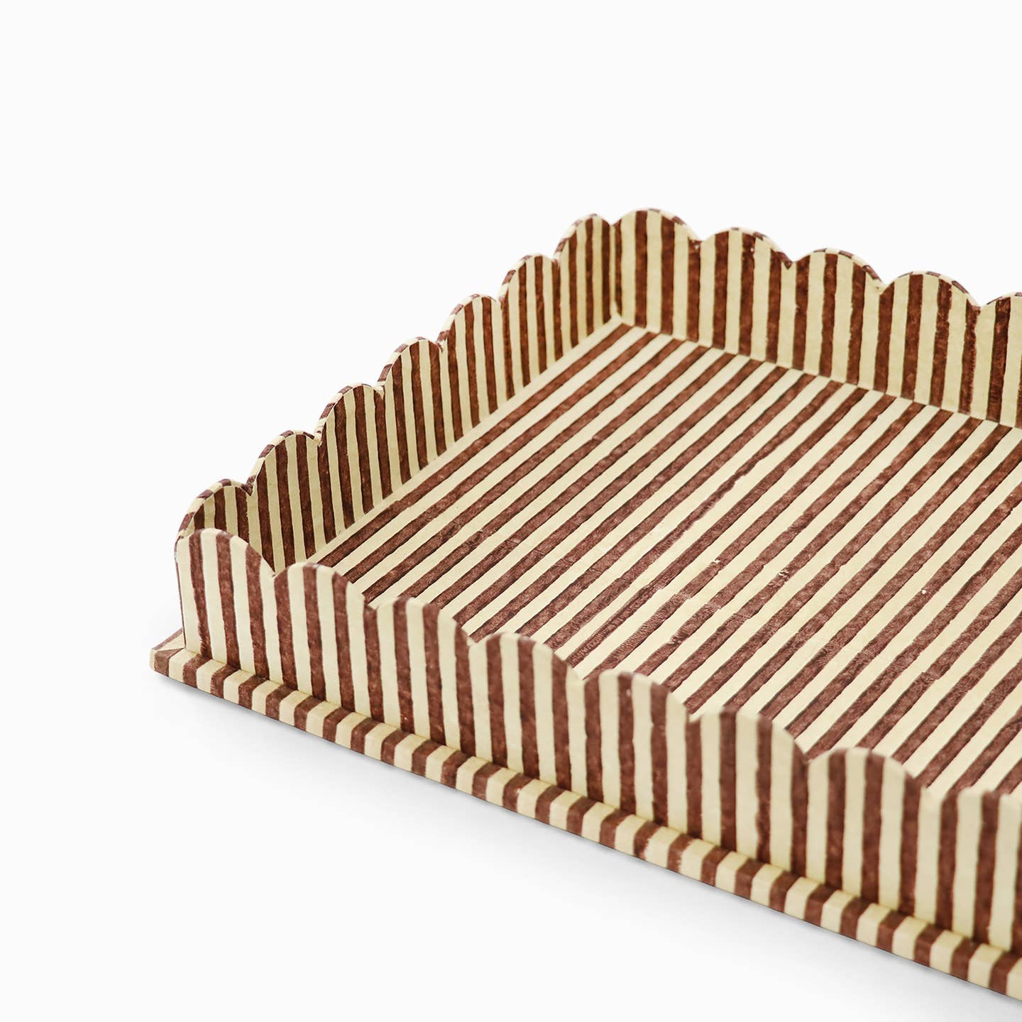 Brown Striped Rectangular Tray Set