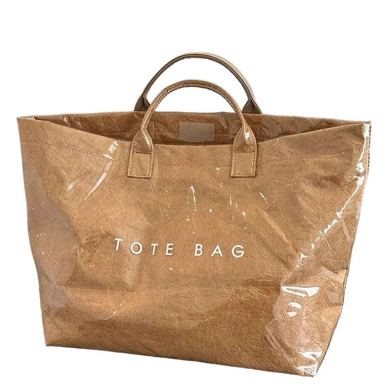 Brown Waterproof Tote Bag