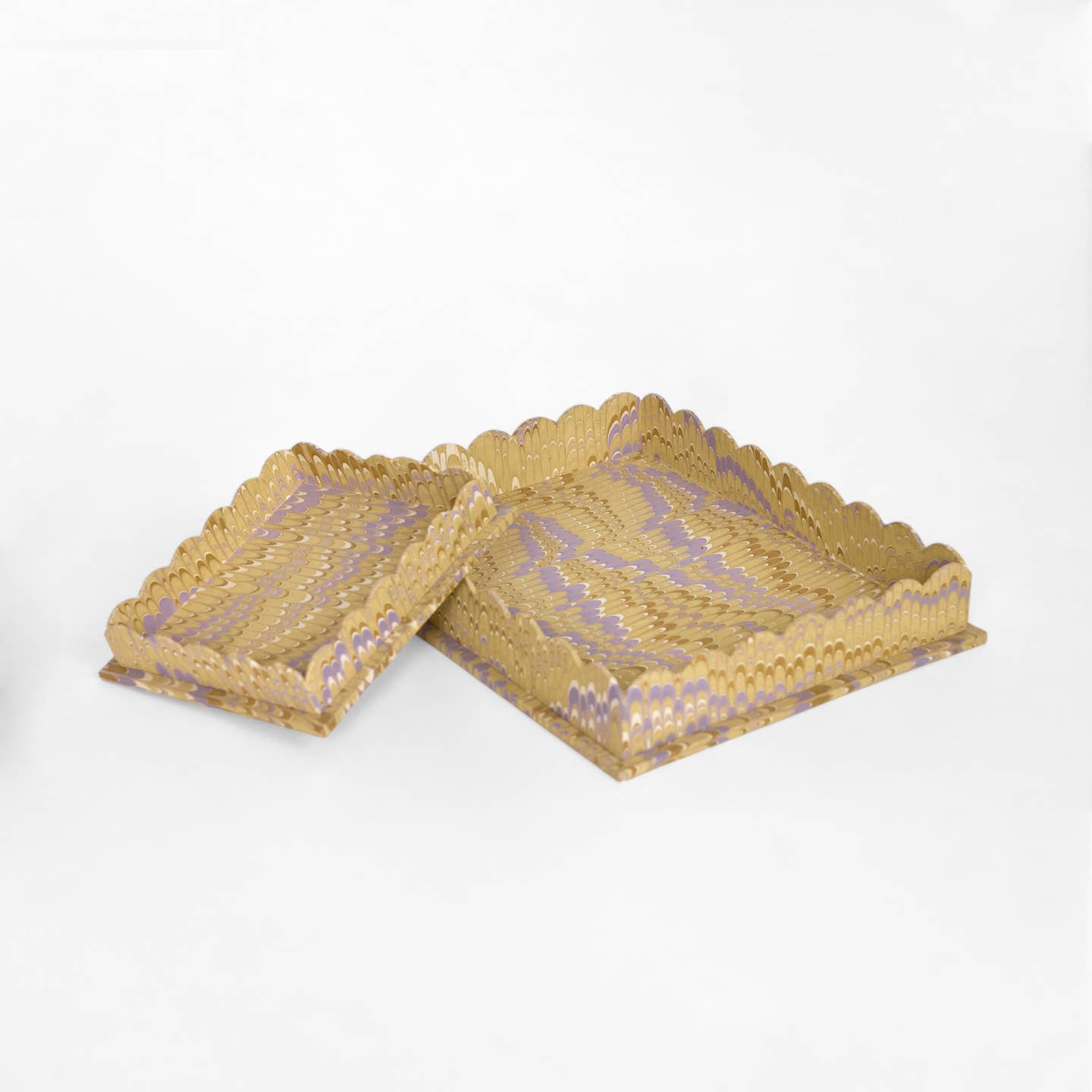 Canary Lilac Scalloped Tray Set