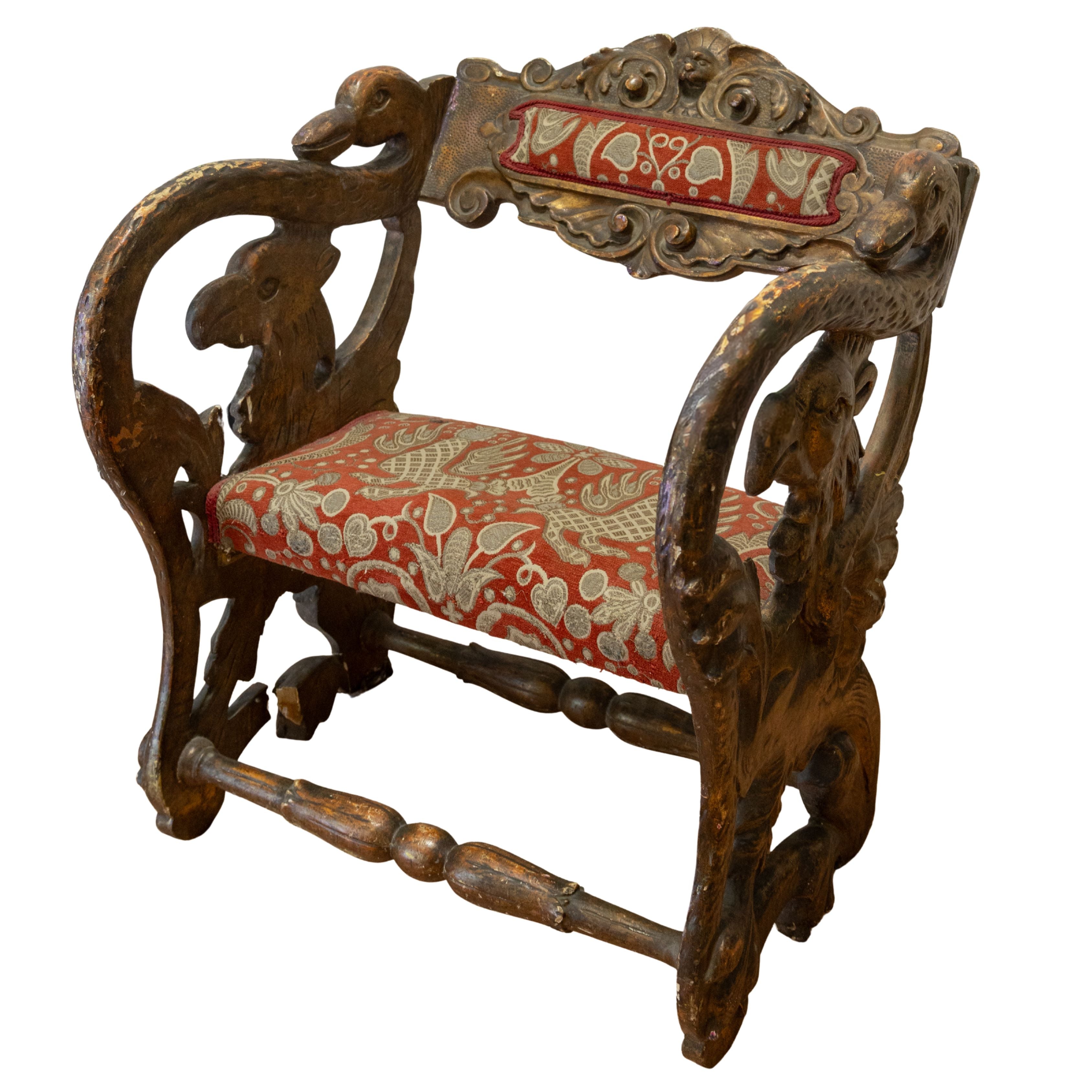 Carved Ancient Italian Armchair