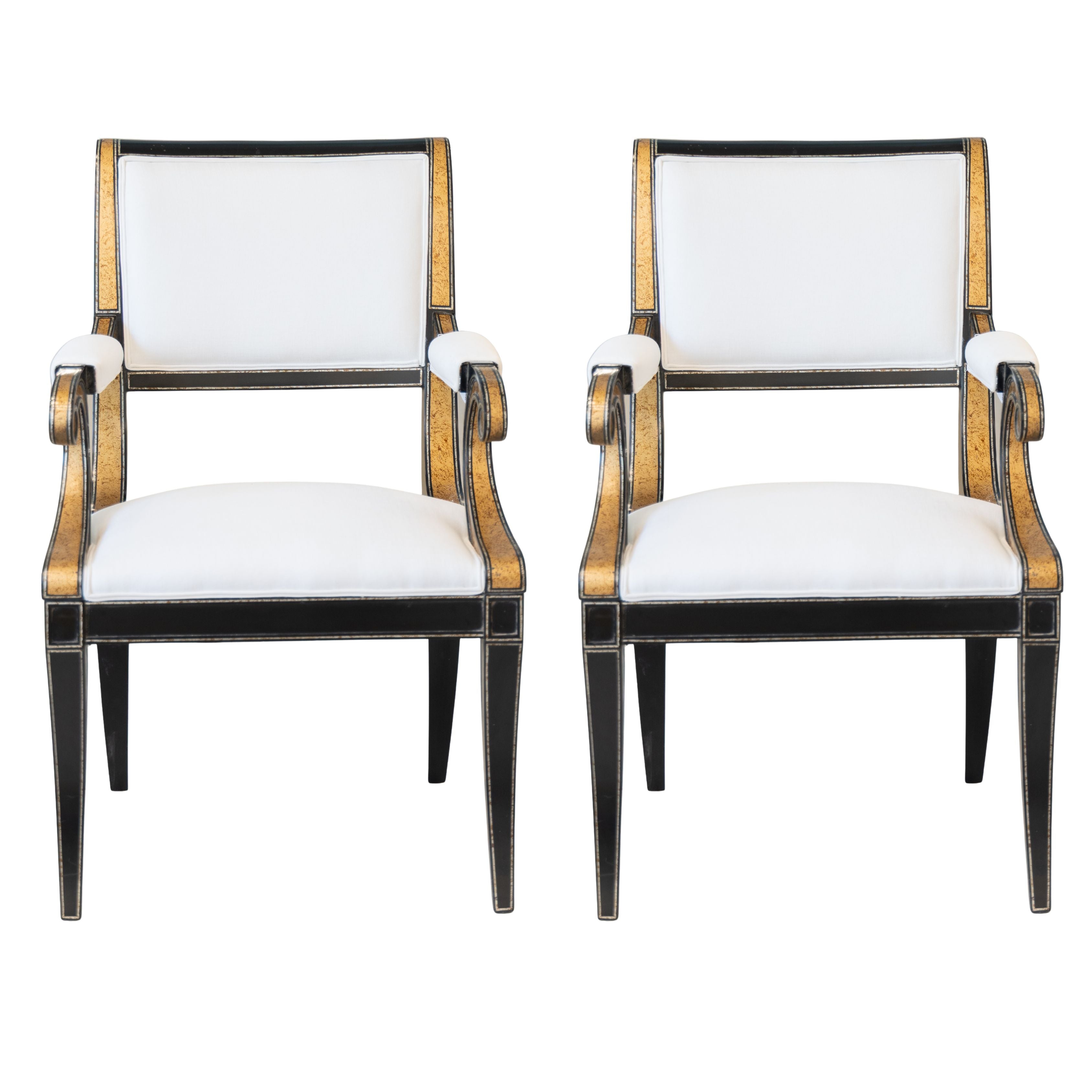 Pair of Pierre Lautier Armchairs w/ Creamy White Fabric