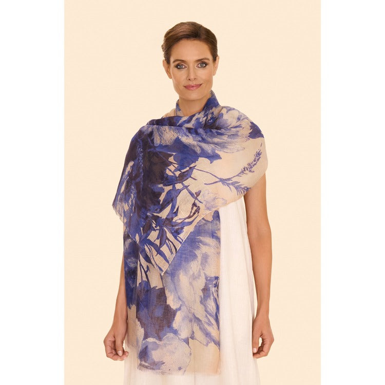 China Blue Blooms Scarf