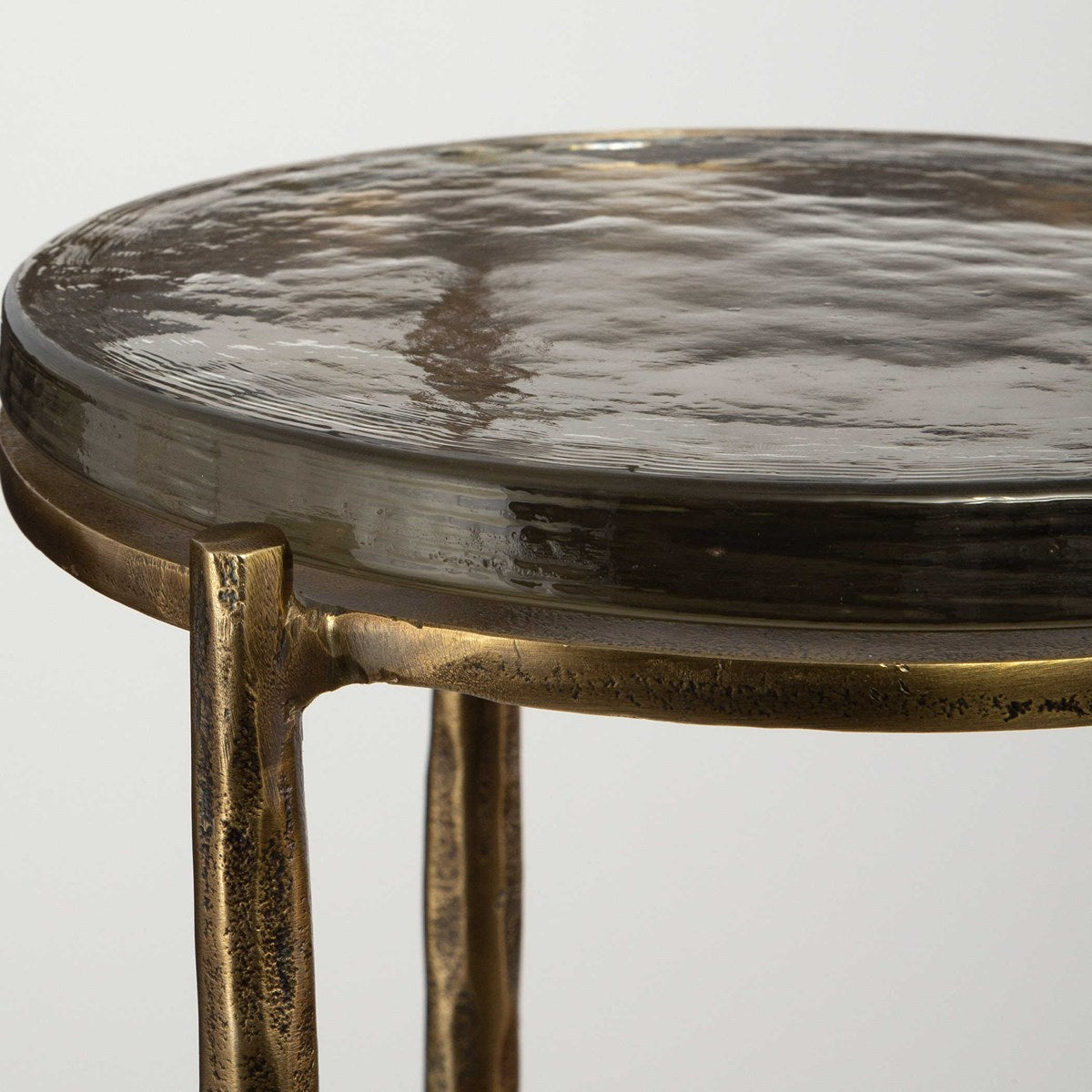 Chiseled Brass & Glass Top Table