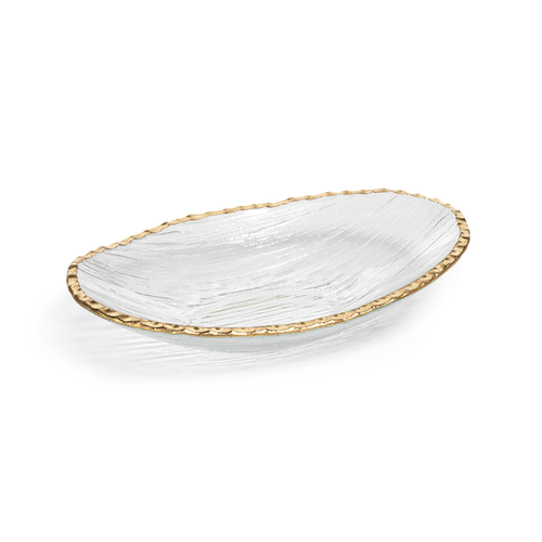 Large Clear & Jagged Gold Rim Bowl