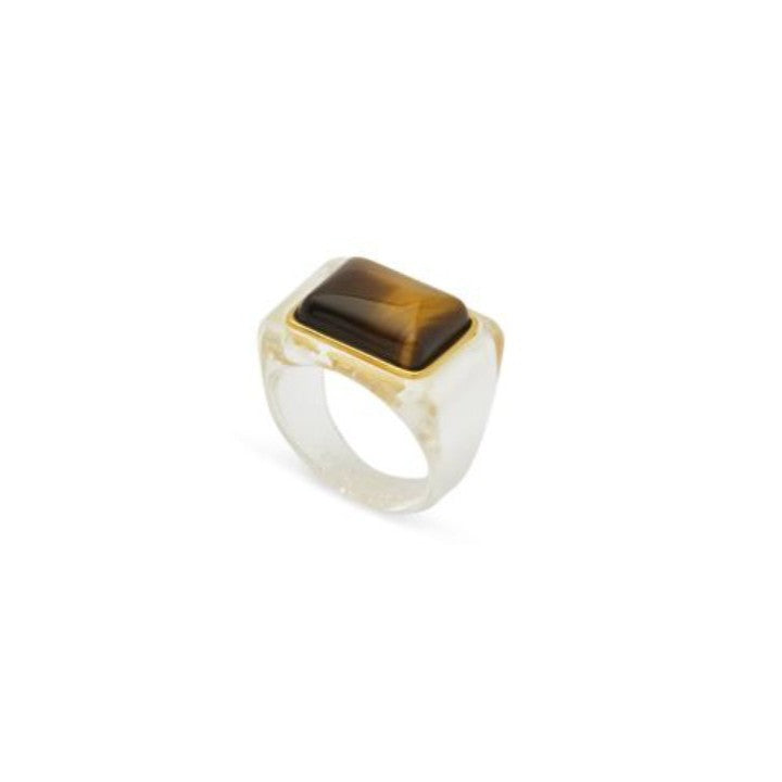 Size 8.5 Tiger Eye Clear Ring
