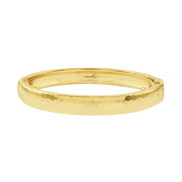 S/M Hammered Gold Oval Hinged Bangle