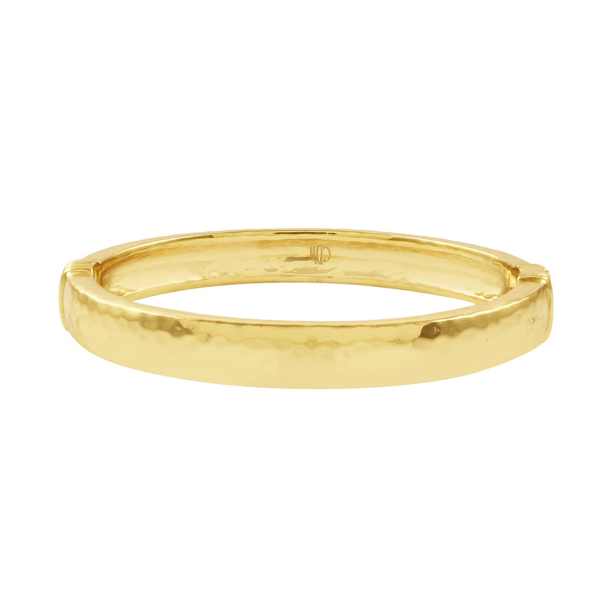 M/L Hammered Gold Oval Hinged Bangle