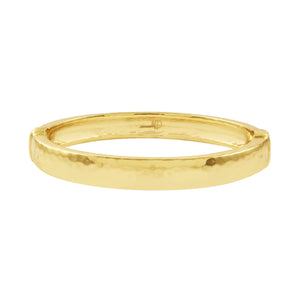 M/L Hammered Gold Oval Hinged Bangle