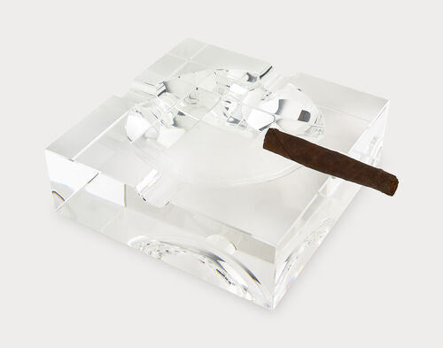 Crystal Glass Square Ashtray Large