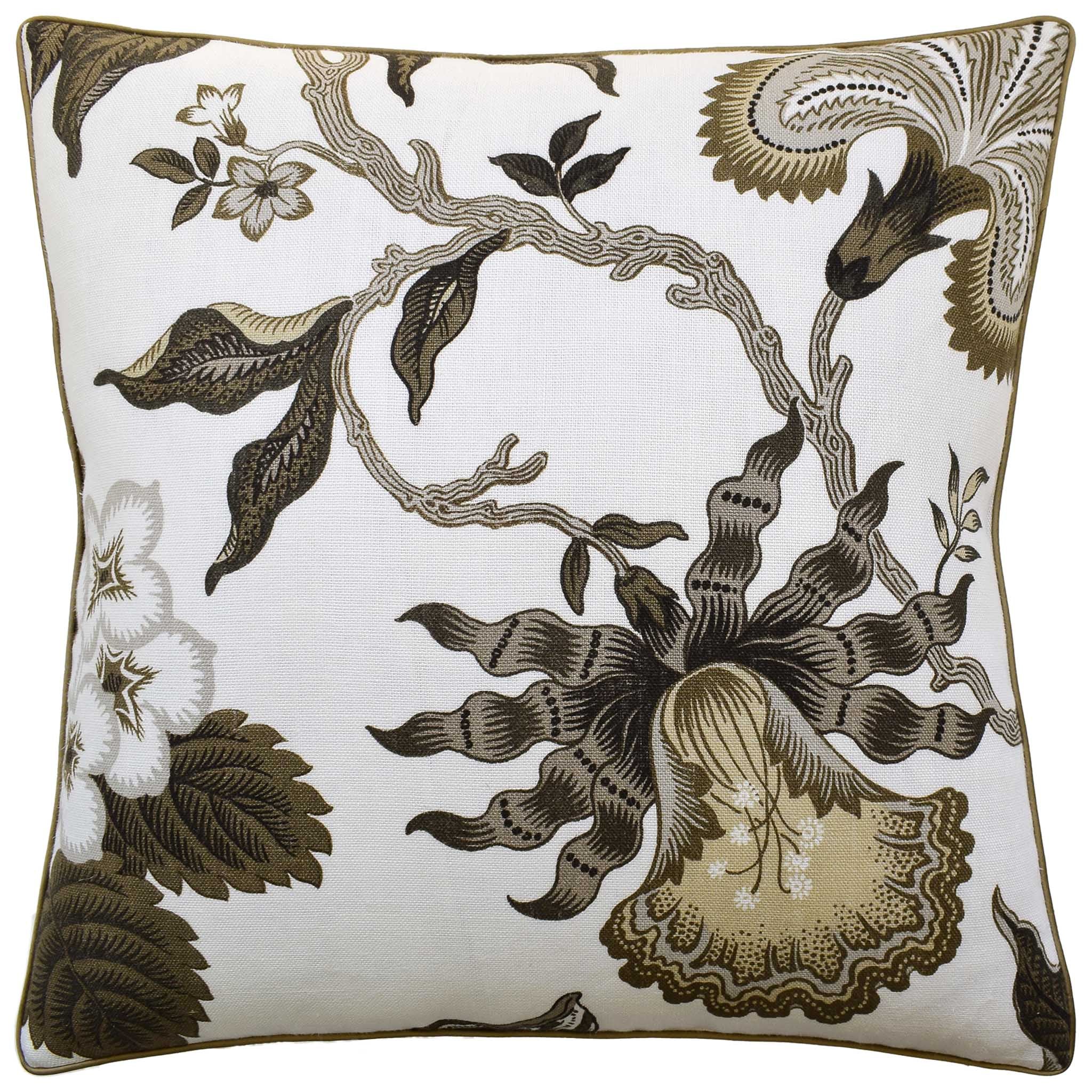 Mink & Brown Flowers Pillow 22x22