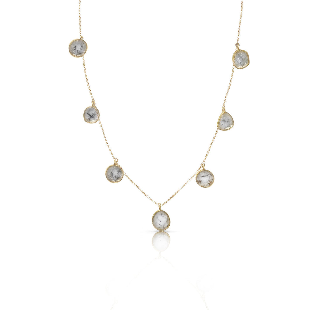 14K Sliced Diamond Dangle Necklace