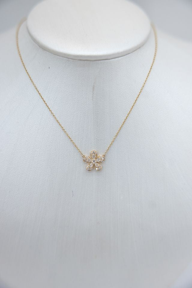 14K Diamond Flower Necklace